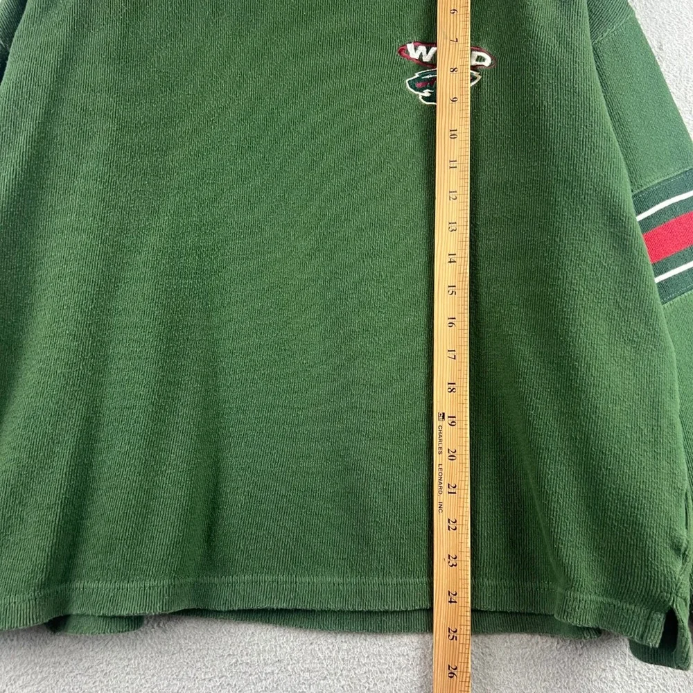 Vintage Mens Minnesota Wild NHL Sweatshirt Green V-Neck L